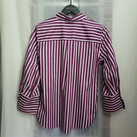 Chico's Women Striped Long Sleeve Button-Up Shirt Multicolor Size 0 US S - Picture 6 of 9